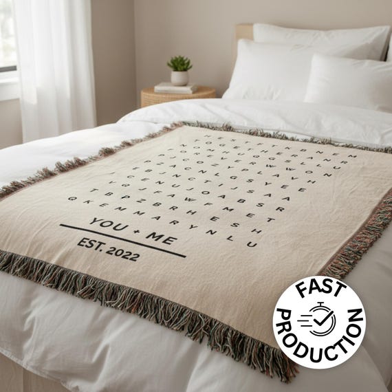 Word Search Blanket Custom Word Find Throw Personalized Puzzle Blanket Cozy Gift Idea Unique Game Blanket Customizable Word Search Throw
