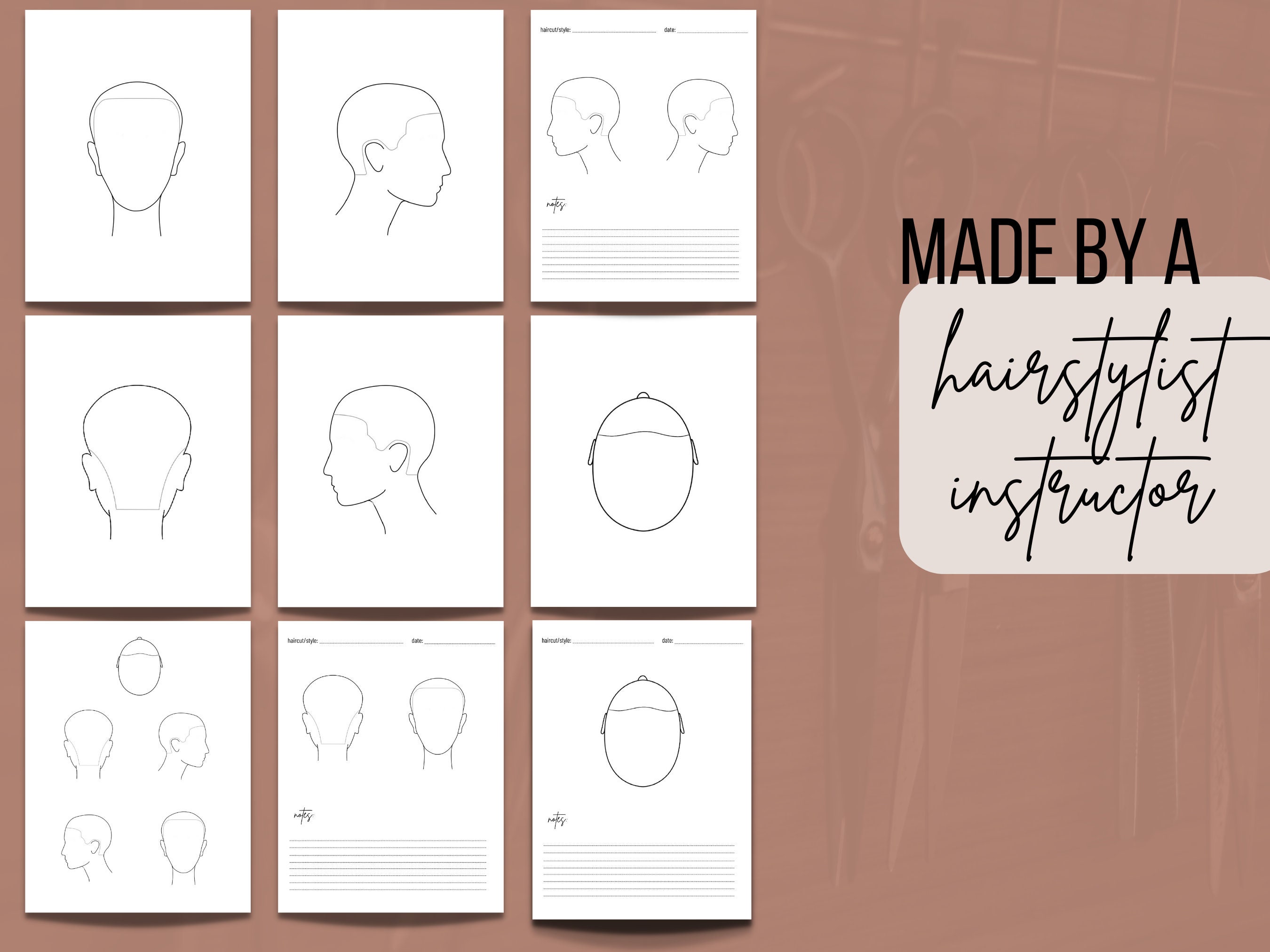 Haircutting Head Sheets Hairstylist Head Sheets Printable Etsy