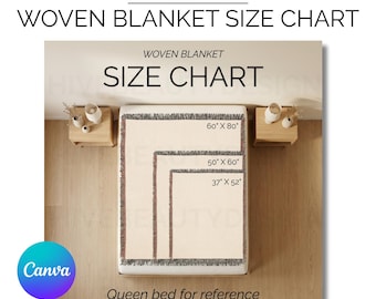 Woven Blanket Mockup PNG Boho Throw Blanket Mockup Fringe Blanket Template Woven Size Chart Woven Throw Mockup for Etsy Blanket Designers