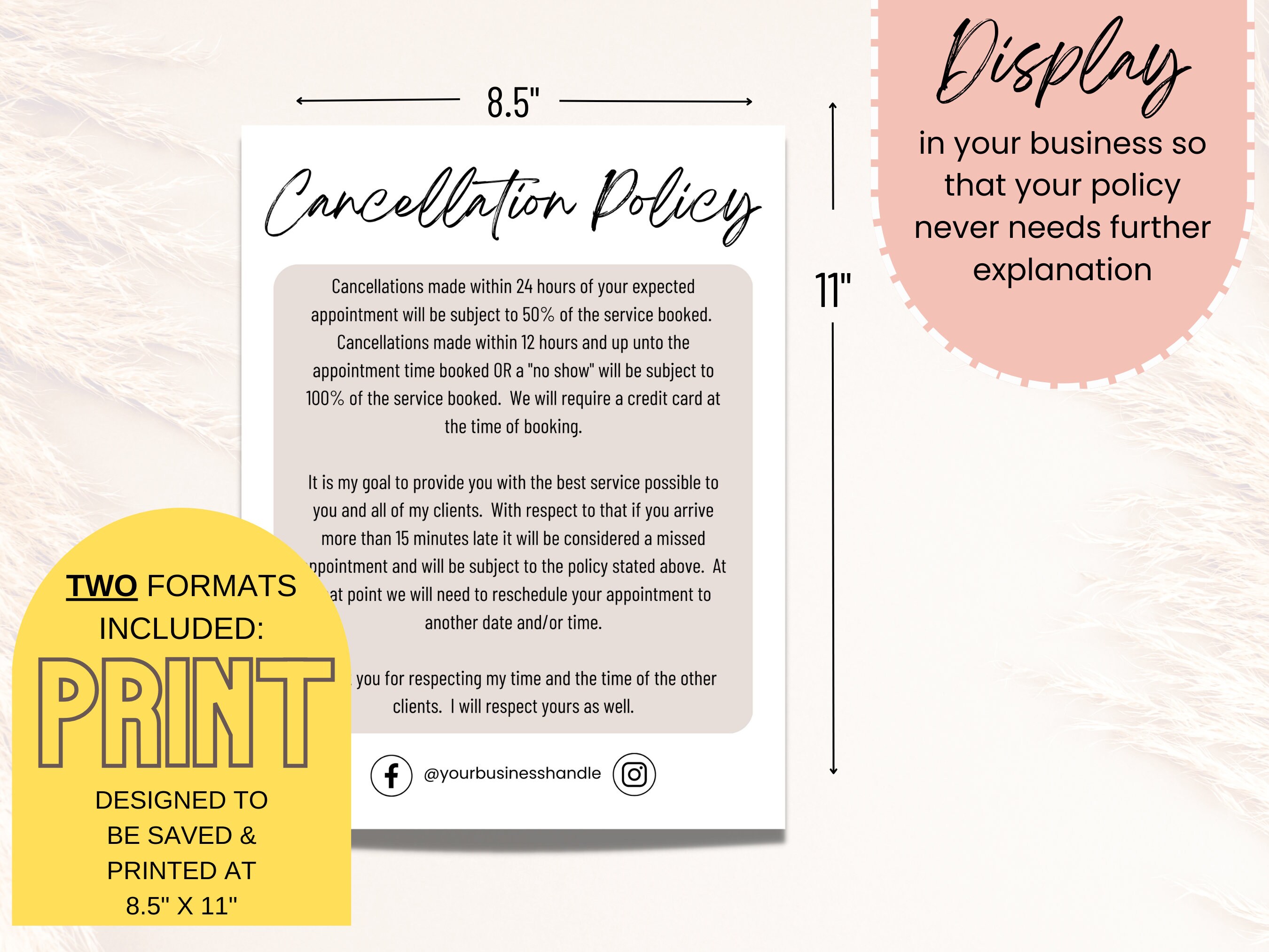 Cancellation Policy Form Beauty Industry Hair Salon Forms Esthetician