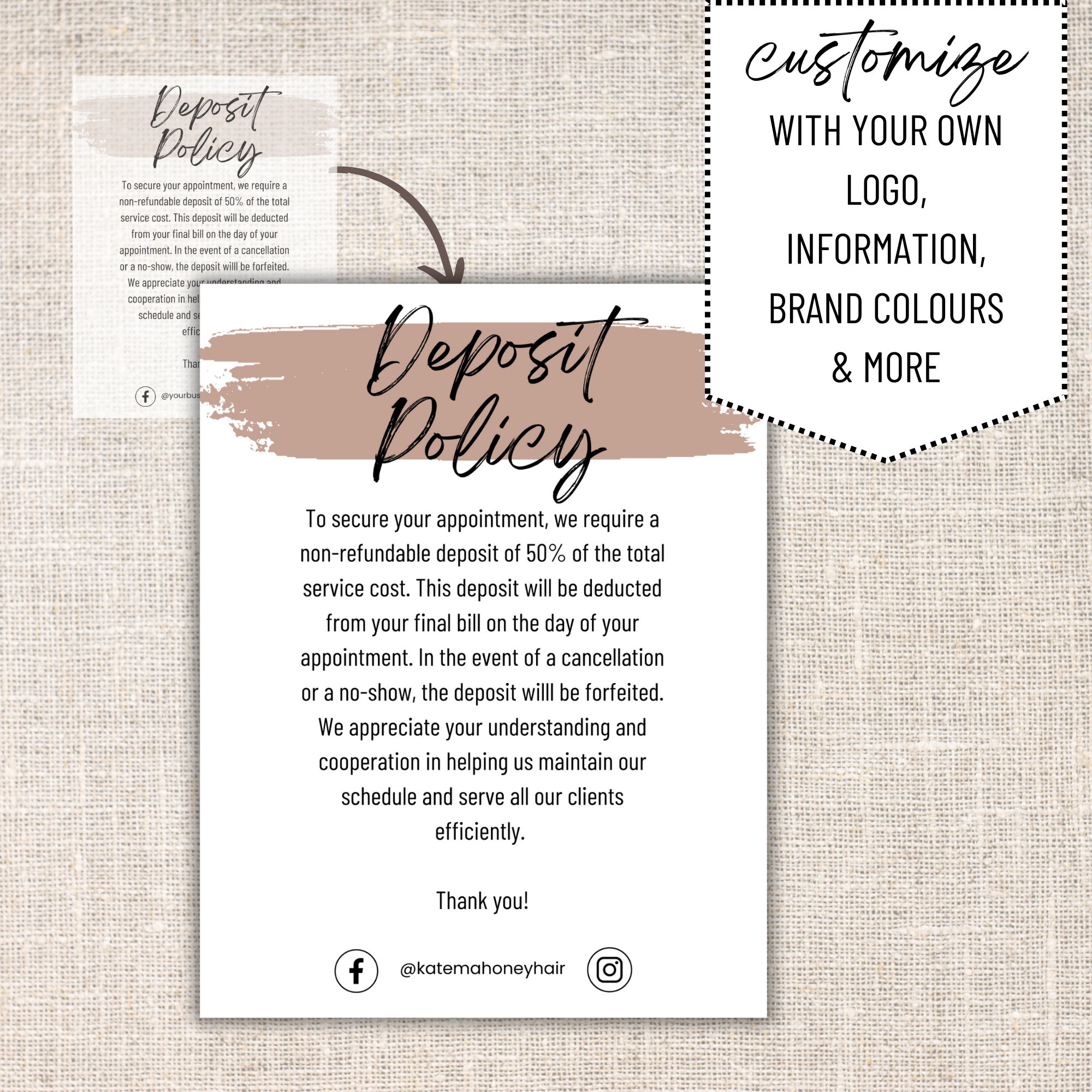 Policy Template Hairstylist Deposit Form Policies Template Hair