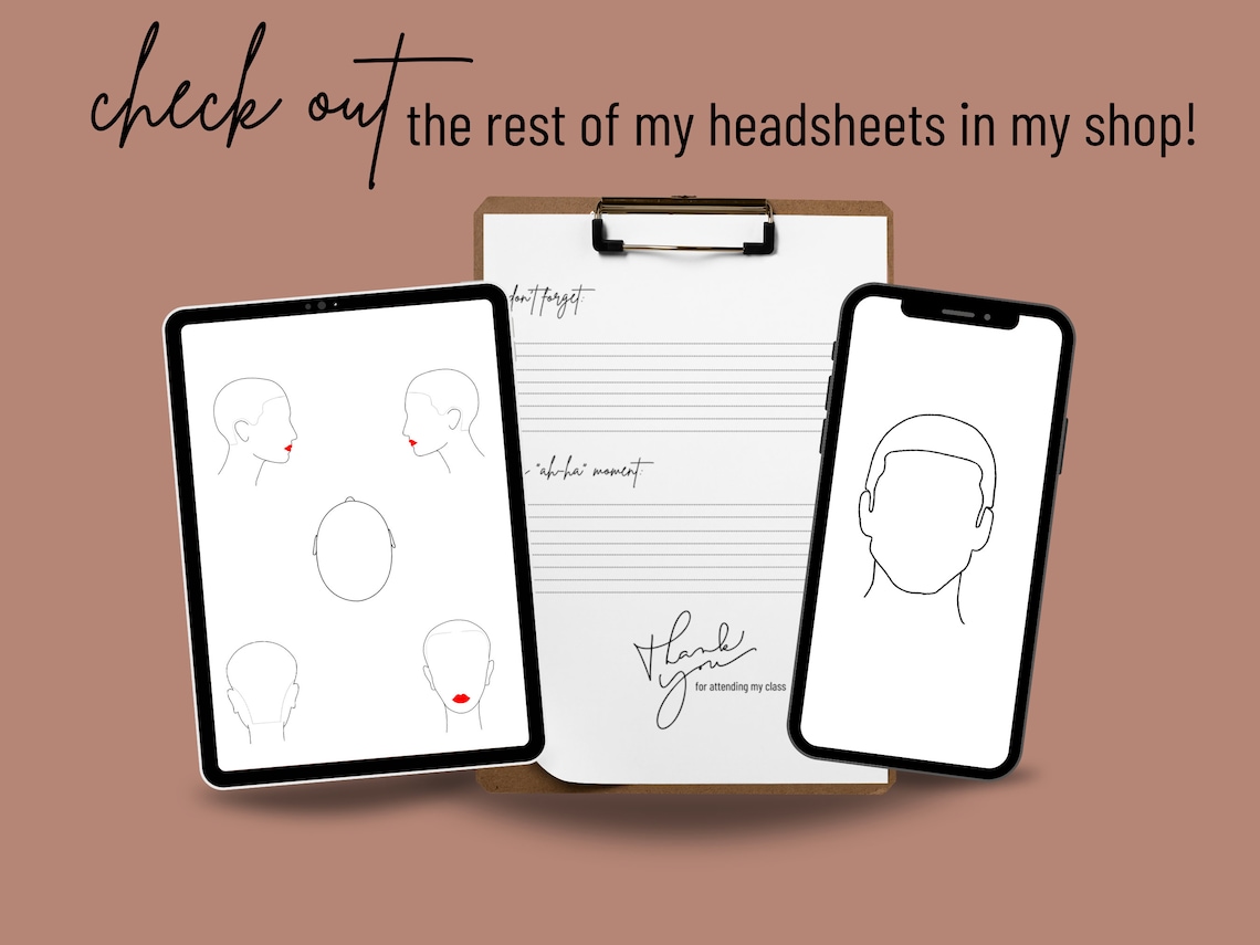 Haircutting Head Sheets Hairstylist Head Sheets Printable Etsy