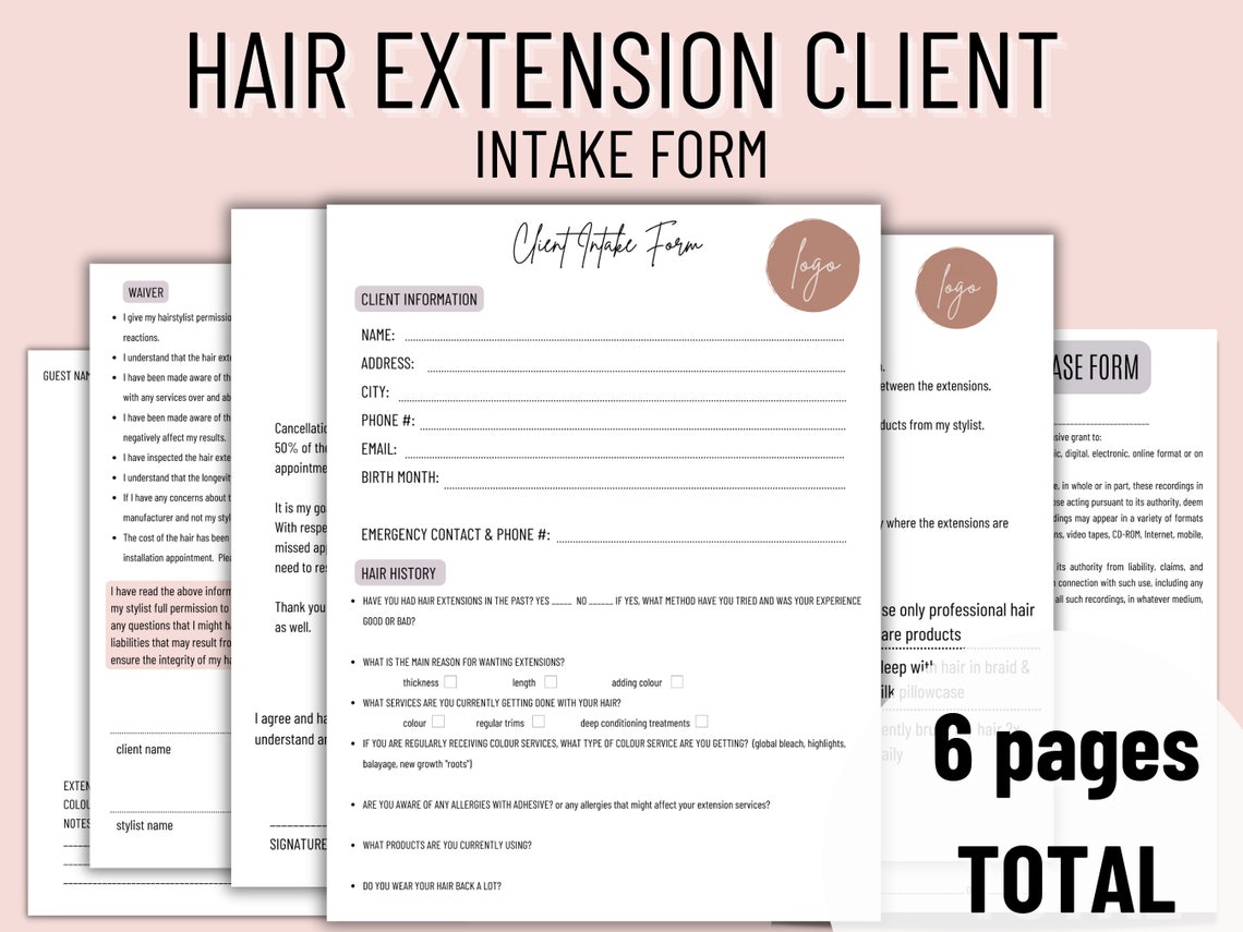 Hair Extension Consultation Form Hair Consult Extension Client Etsy