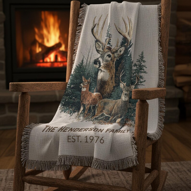 Vintage Deer Woven Throw
