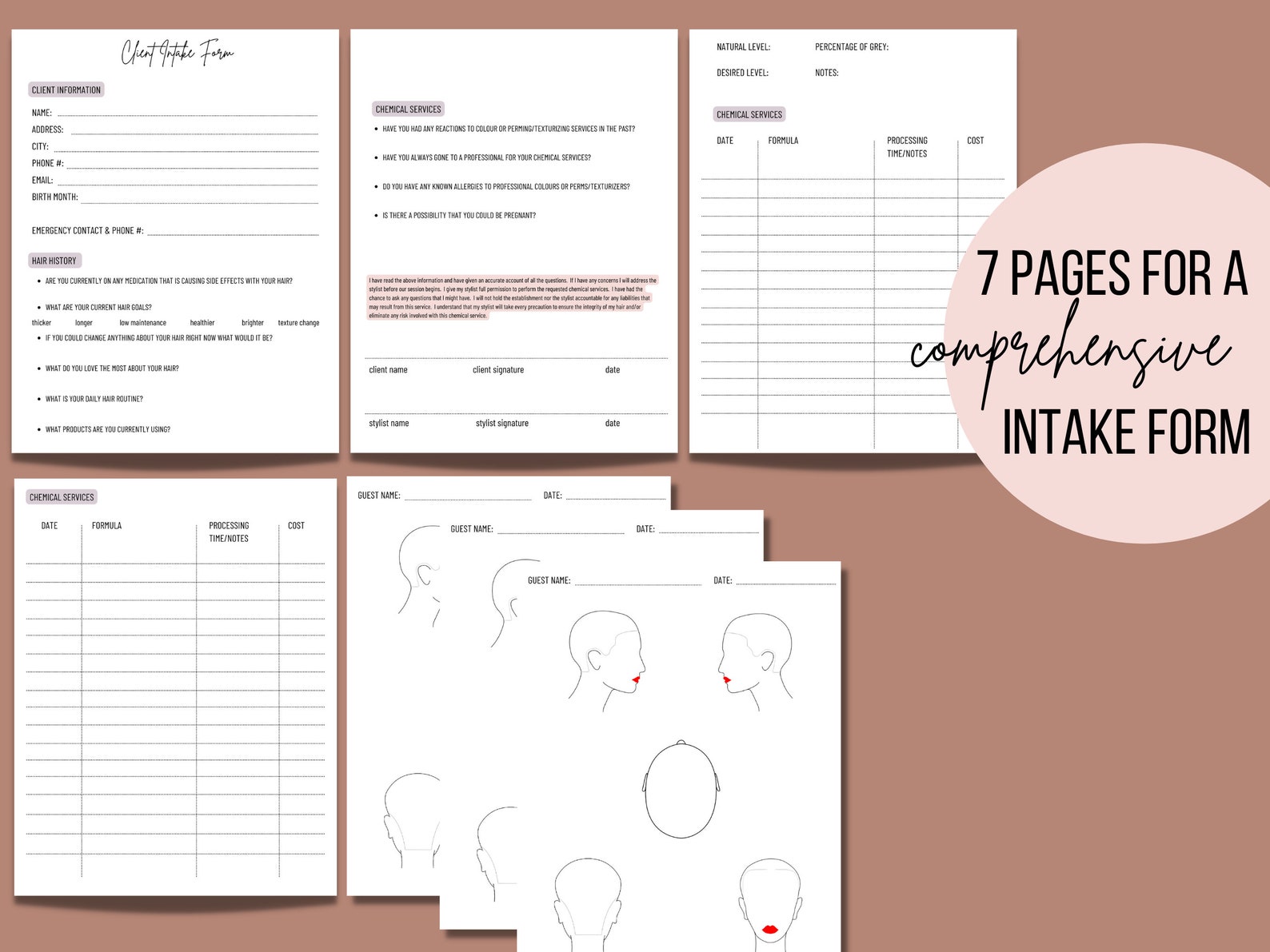 Hair Stylist Client Intake Form Hair Salon New Client Intake Etsy