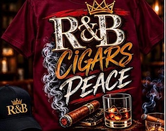 R&B Cigars Peace Shirt for Men | Cigar Lounge Tee | Whiskey and Cigars Graphic Tee | Grown Man Vibes Shirt | Father’s Day Gift for Him