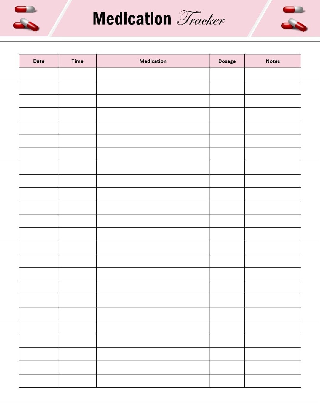 Digital Printable Medical Tracker - Etsy