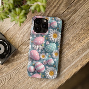 Easter Eggs and Daisies Digital print Design Tough Phone Case compatible with a large variety of iPhone models, Gift, Phone Case