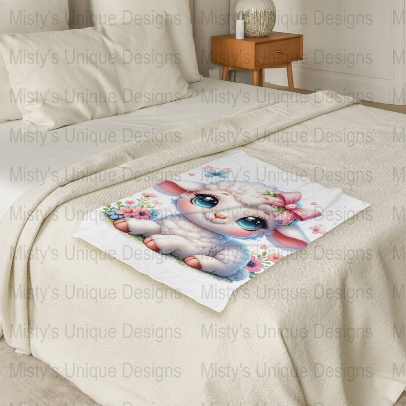Floral Lamb Clipart, Kawaii Sheep PNG, Nursery Art (Digital Download) image 10