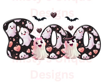 ハロウィンゴーストPNG、ピンクブーデザイン（デジタルダウンロード