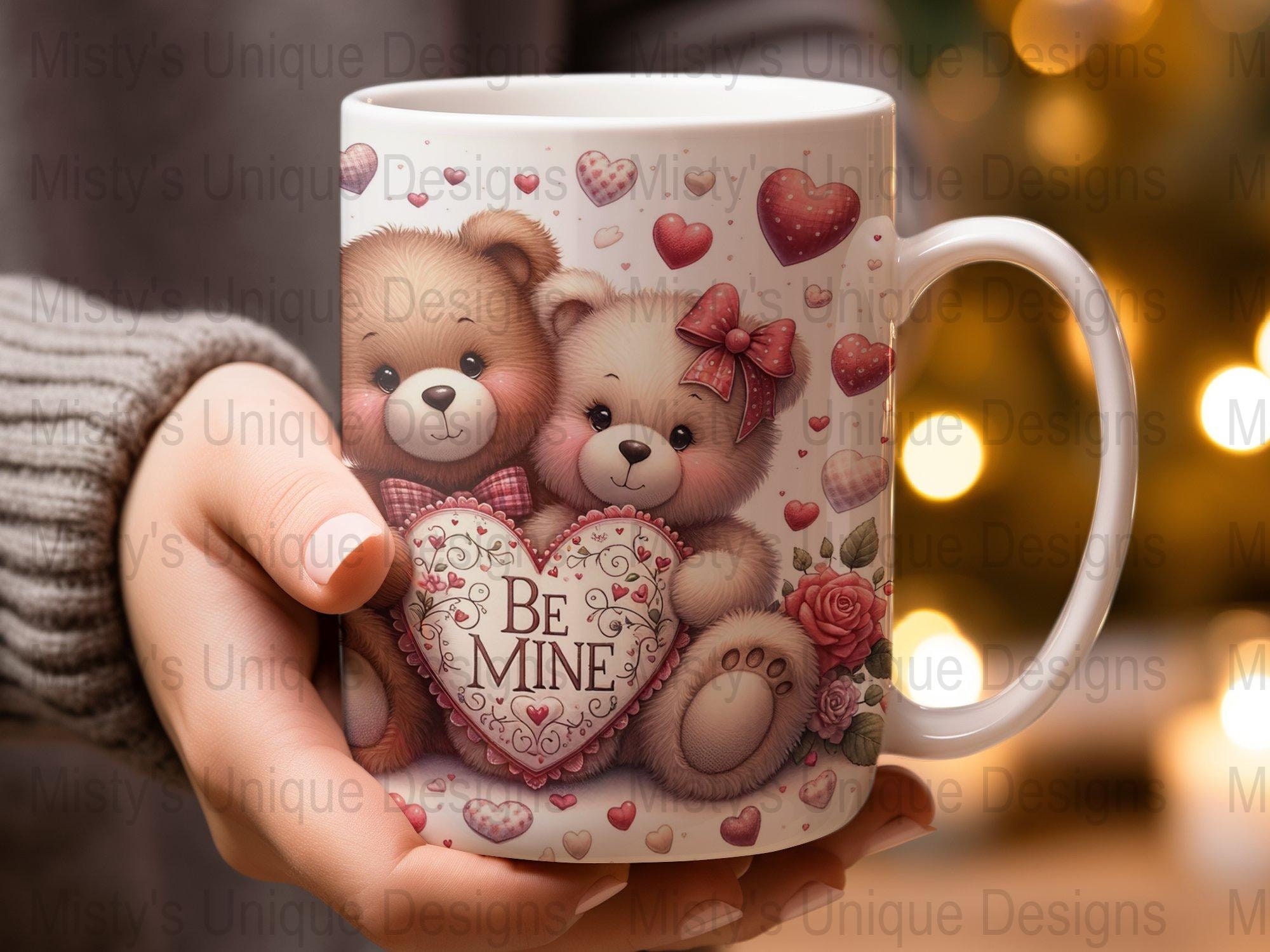 Valentine's Day Digital Paper, Cute Teddy Bears Love Heart PNG ...