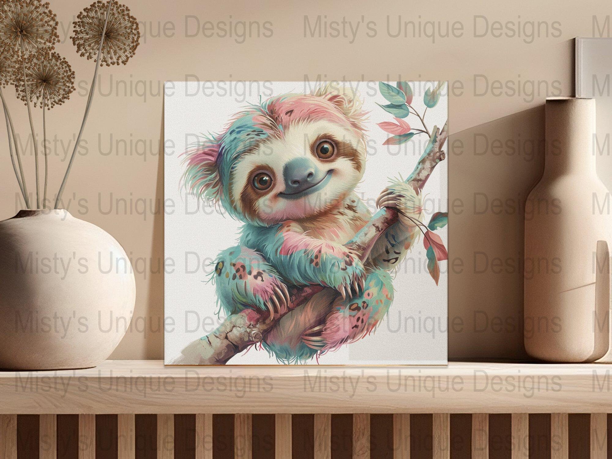 Unique Style Adorable Sloth Clipart PNG Digital File, Cute Sloth ...