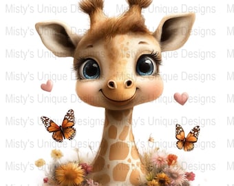 Babygiraf clipart png, bos dierenkunst (digitale download)