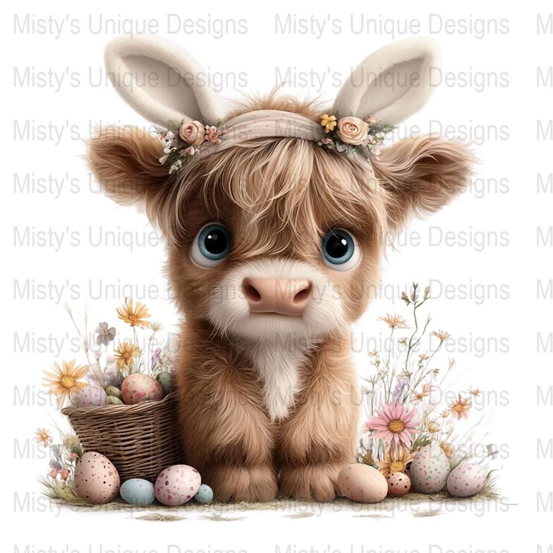 Cute Baby Cow Clipart, Rustic Farm Animal Art, Adorable Cow With ...