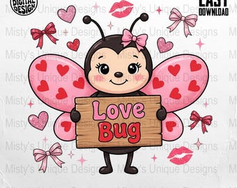 Love Bug Clipart PNG, Valentine's Day Graphics (Digital Download)