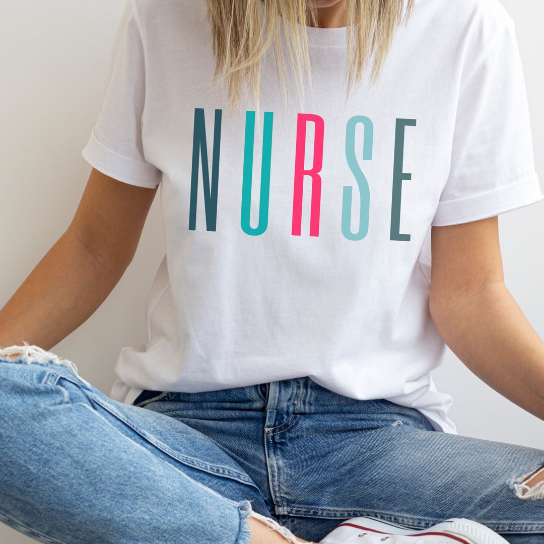 thumbnail interactive-video image 1 of RN Nurse Women's T-Shirt - Colorful Graphic Medical Nursing Health Care Tee, 100% Cotton, Made In USA 1 of 3