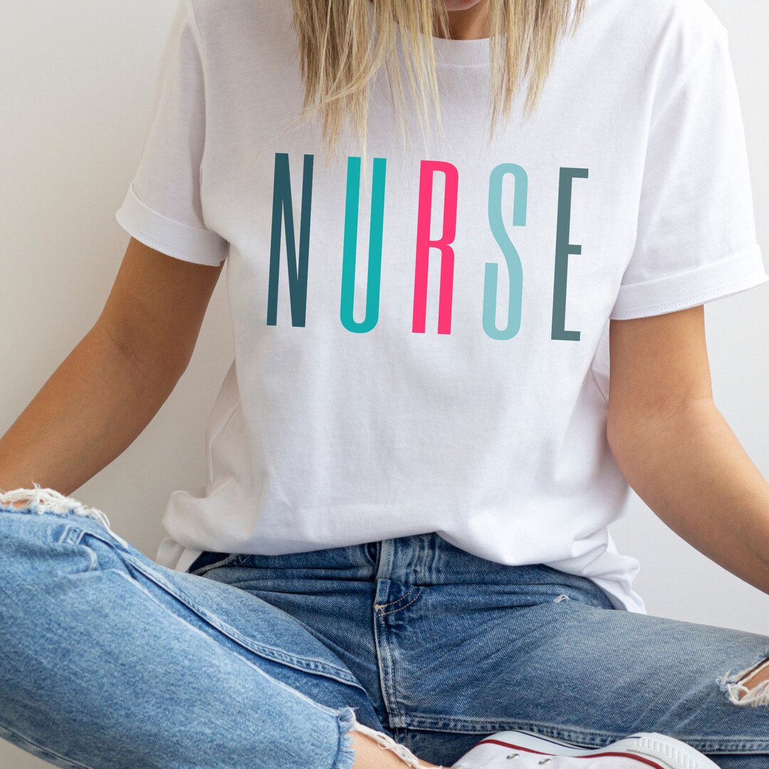 RN Nurse Women's T-Shirt - Colorful Graphic Medical Nursing Health Care Tee, 100% Cotton, Made In USA