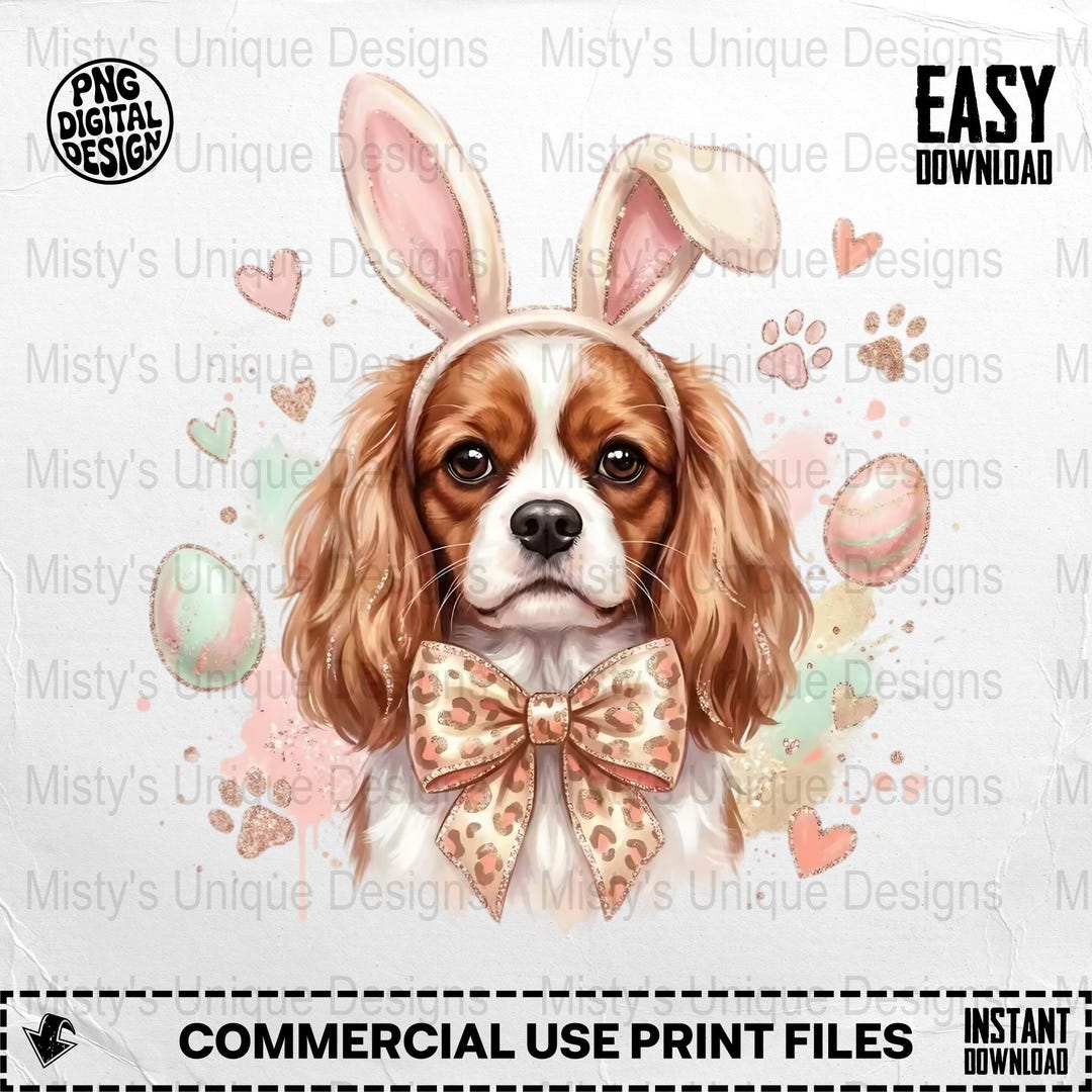 Cavalier Easter Dog PNG Clipart, Bunny Ears Art (digital Download) - Etsy