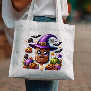 Kawaii Halloween Popsicle Clipart, Witch, Pumpkin, Bats (Digital Download) image 8
