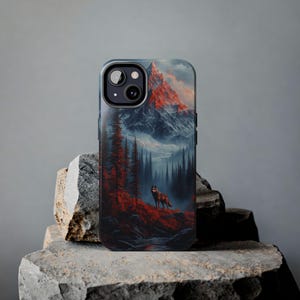 Nature-Inspired Tough Phone Cases with Mountain and Wolf Design | Durable Protection, Wilderness Lover Gifts, Hiking Accessories