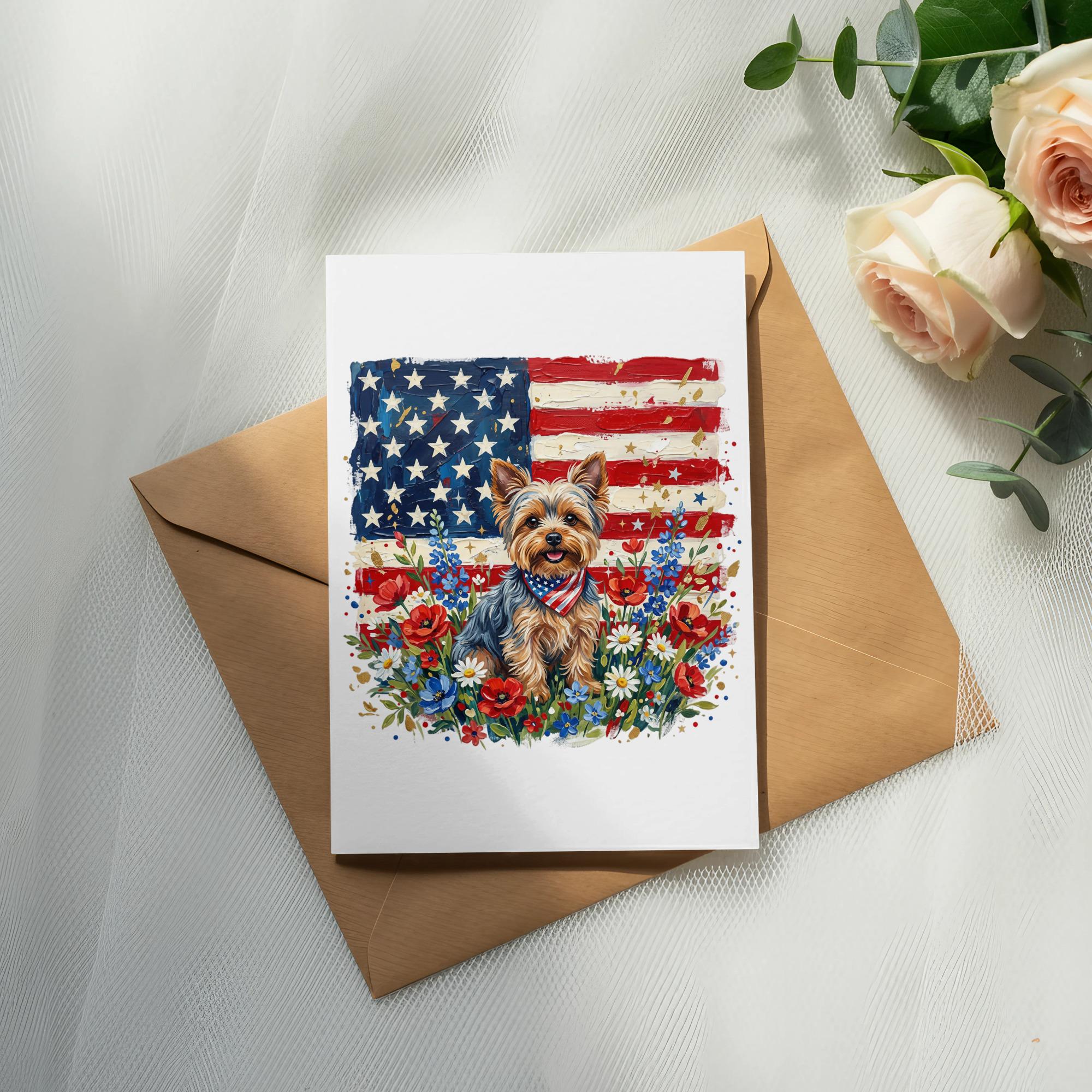 Republican Yorkie Patriotic Yorkie Clipart: Painterly American Flag Dog PNG (digital ...