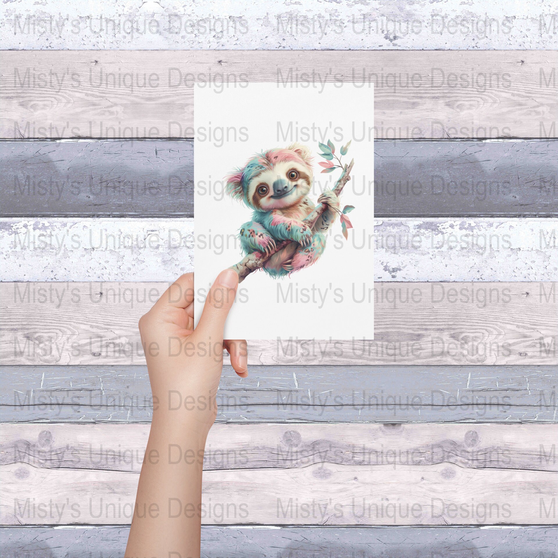 Unique Style Adorable Sloth Clipart PNG Digital File, Cute Sloth ...