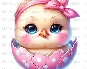 Easter Chick PNG Clipart, Baby Chick in Egg (Digital Download)