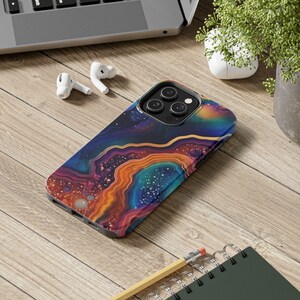 Rainbow Agate design Tough Phone Case compatible with a large variety of iPhone models, Birthday Gift, Phone Case