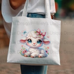 Floral Lamb Clipart, Kawaii Sheep PNG, Nursery Art (Digital Download) image 8