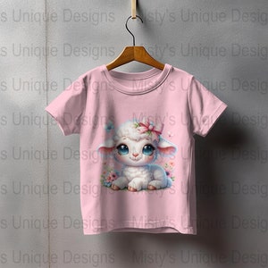 Floral Lamb Clipart, Kawaii Sheep PNG, Nursery Art (Digital Download) image 5