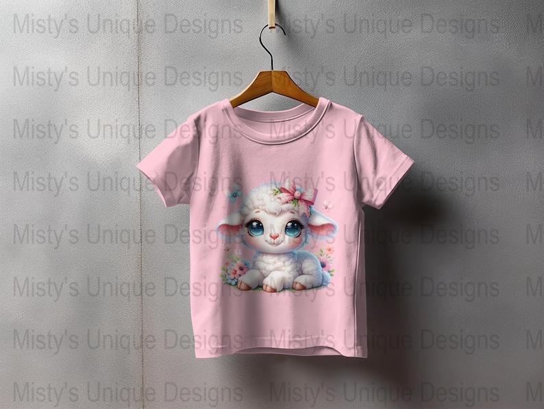 Floral Lamb Clipart, Kawaii Sheep PNG, Nursery Art (Digital Download) image 5