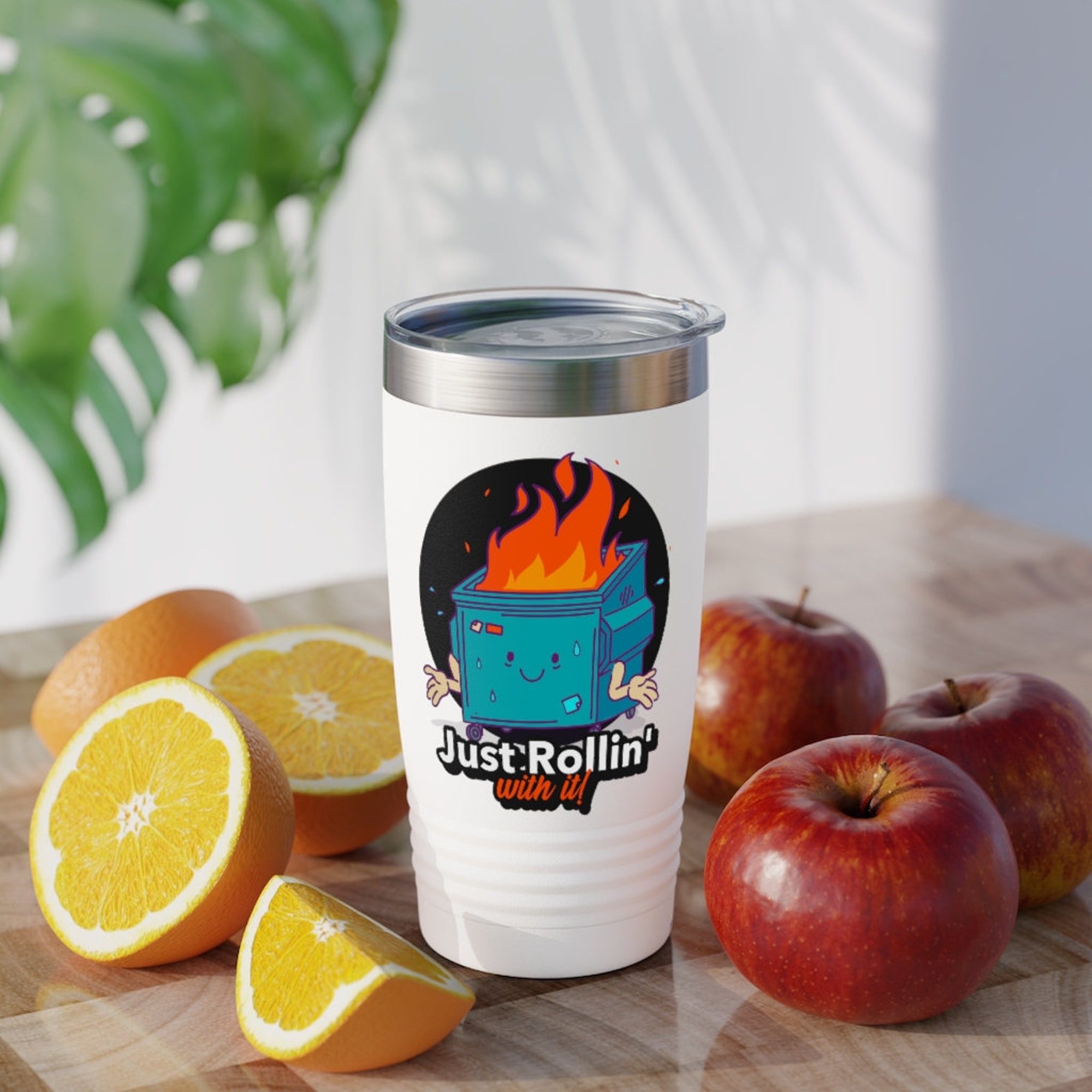 Dumpster fire Just Rollin' with it Ringneck Tumbler, 20oz