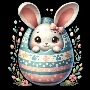 Osterhase Clipart, süßes Kaninchen digitaler Download, Pastell Ei Illustration, Frühling PNG, Blumen Ostern druckbare, Kinder-Party-Dekor