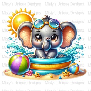 Uroczy Słonik Clipart, Letnia Plaża Cyfrowe Pobieranie, Zabawny Wystrój Pokoju Dziecięcego, Urocza Sztuka Zwierzęca, Wydrukowany Przedszkole PNG