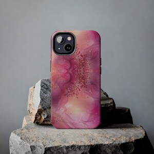Shades of Pink and Gold Pattern Design Tough Phone Case compatible with a large variety of iPhone models, Phone Case, Gift