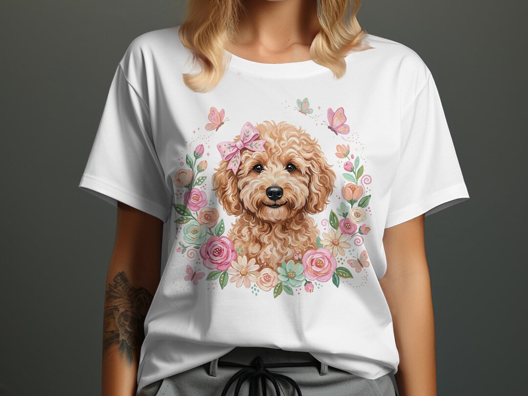 Goldendoodle Puppy Watercolor Floral T-shirt, Dog Mom Pet Lover Tee - Etsy