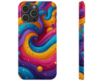 Retro Groovy Pop art Design Sleek Elegance Wireless-Charging Compatible Phone Case Slim Phone Case compatible with over 20 iphone models