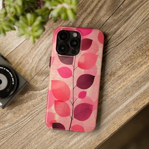 Girly Pink Abstract Leaf Design iPhone Case - Lightweight, Impact Resistant Cover for iPhone 6, 6s, 12, 13, 14, 15
