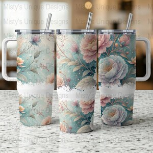Vintage Floral 40oz Tumbler Wrap, Elegant Floral Design Tumbler Wrap, Watercolor Flower Tumbler Wrap, 40oz Tumbler Cover Gift