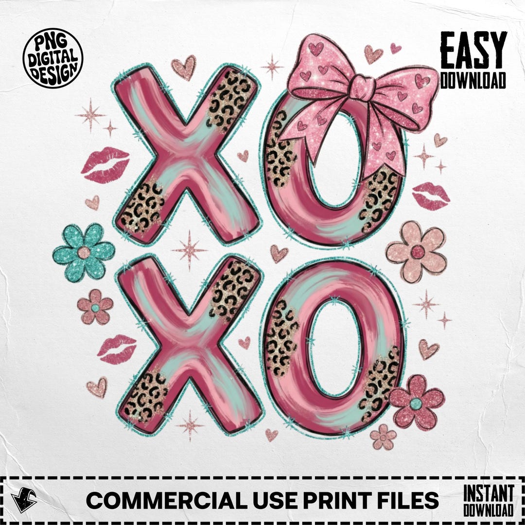 Leopard Print XO Hugs Kisses PNG Clipart, Valentine's Day Design ...