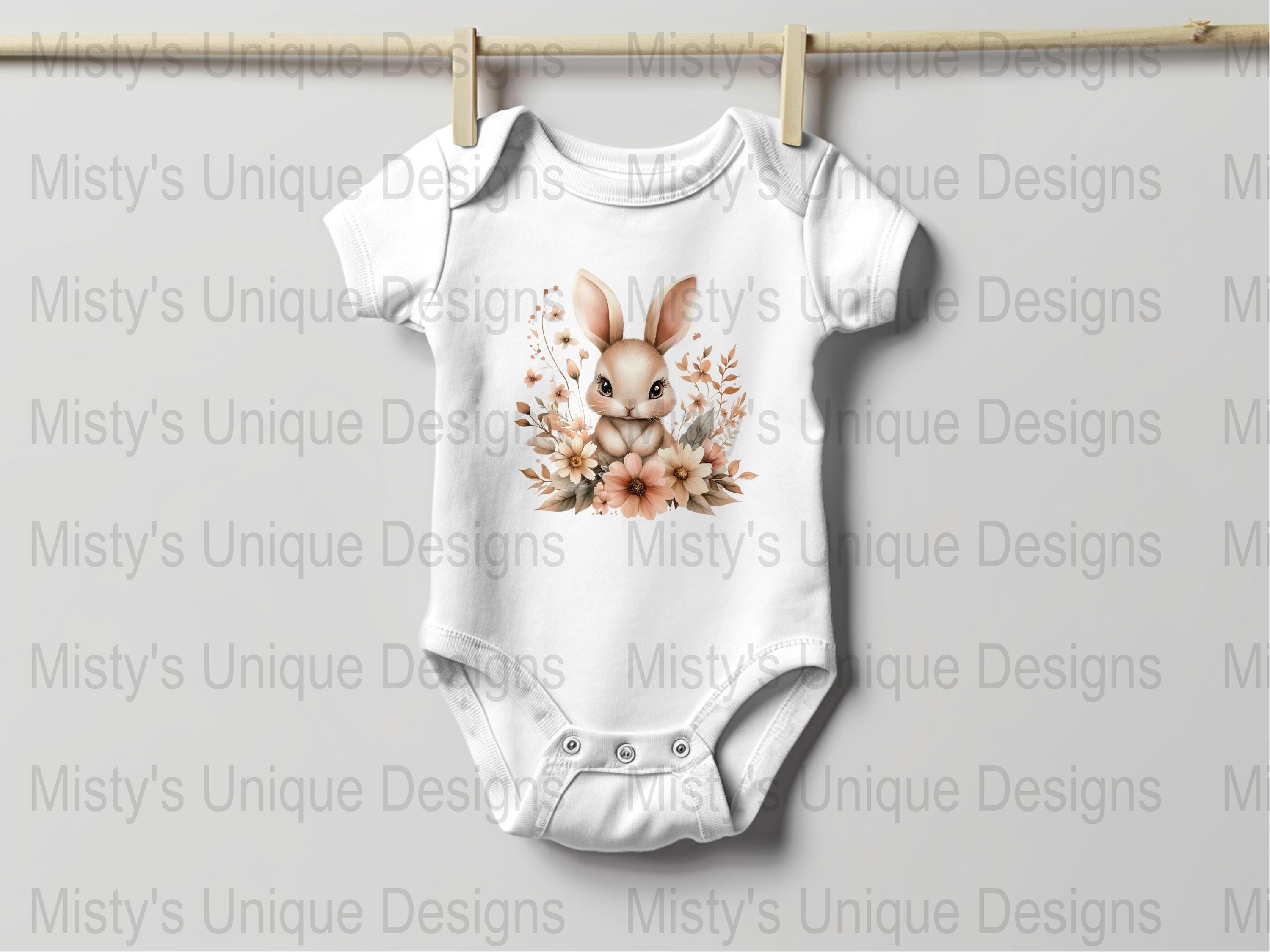 Watercolor Bunny Clipart, Floral Rabbit PNG, Spring Nursery Art ...