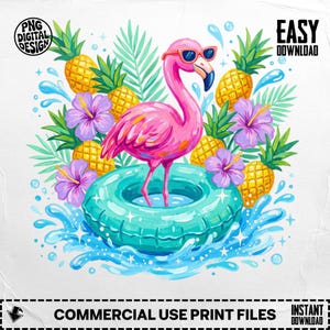 Flamingo Ananas Sommer Clipart, Aloha Beach PNG (digitaler Download)