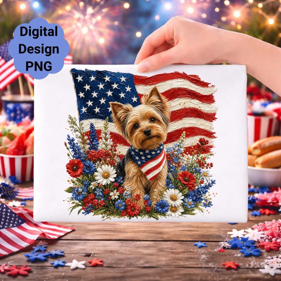 Republican Yorkie Yorkie Patriotic PNG Clipart: USA Flag Dog Art (digital Download) - Etsy