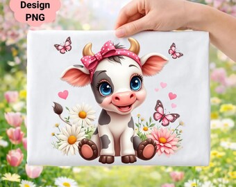 Clipart babykoe, boerderijdier png-afbeelding (digitale download)