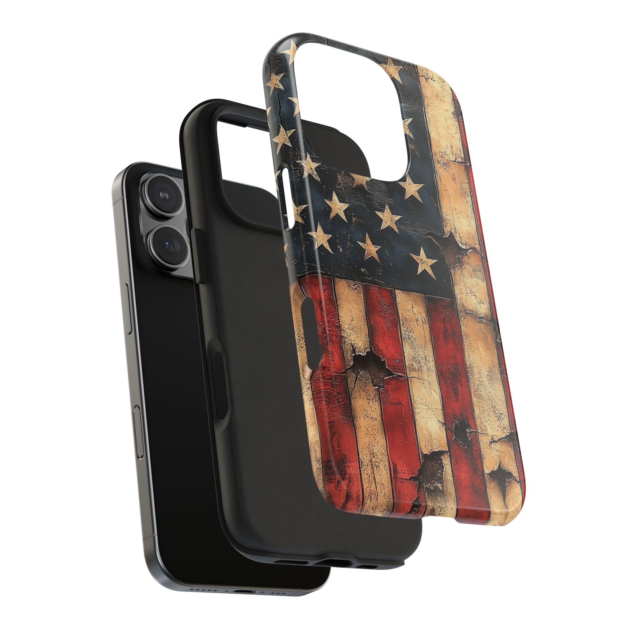 Distressed American Flag Tough Phone Case, Durable Strong Protection ...