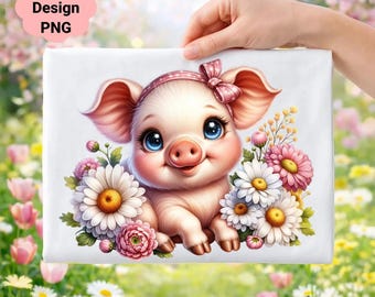 豚の肖像画のクリップアート：リアルな子豚のイラスト（PNG、JPEG