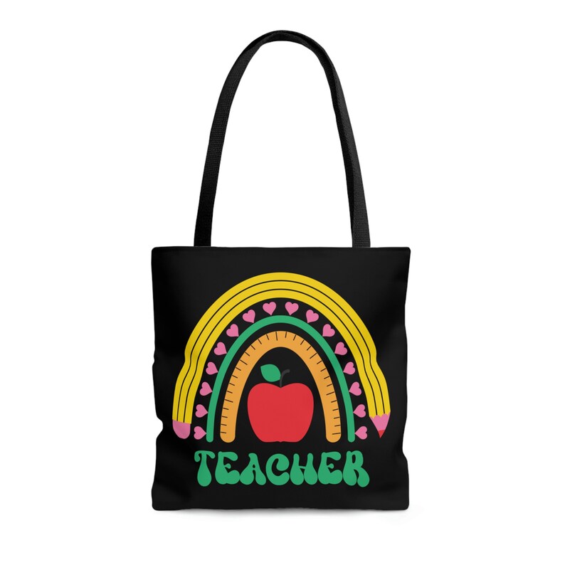 Apple Teacher Tote Bag Teacher Gift Boho Rainbow Design - Etsy