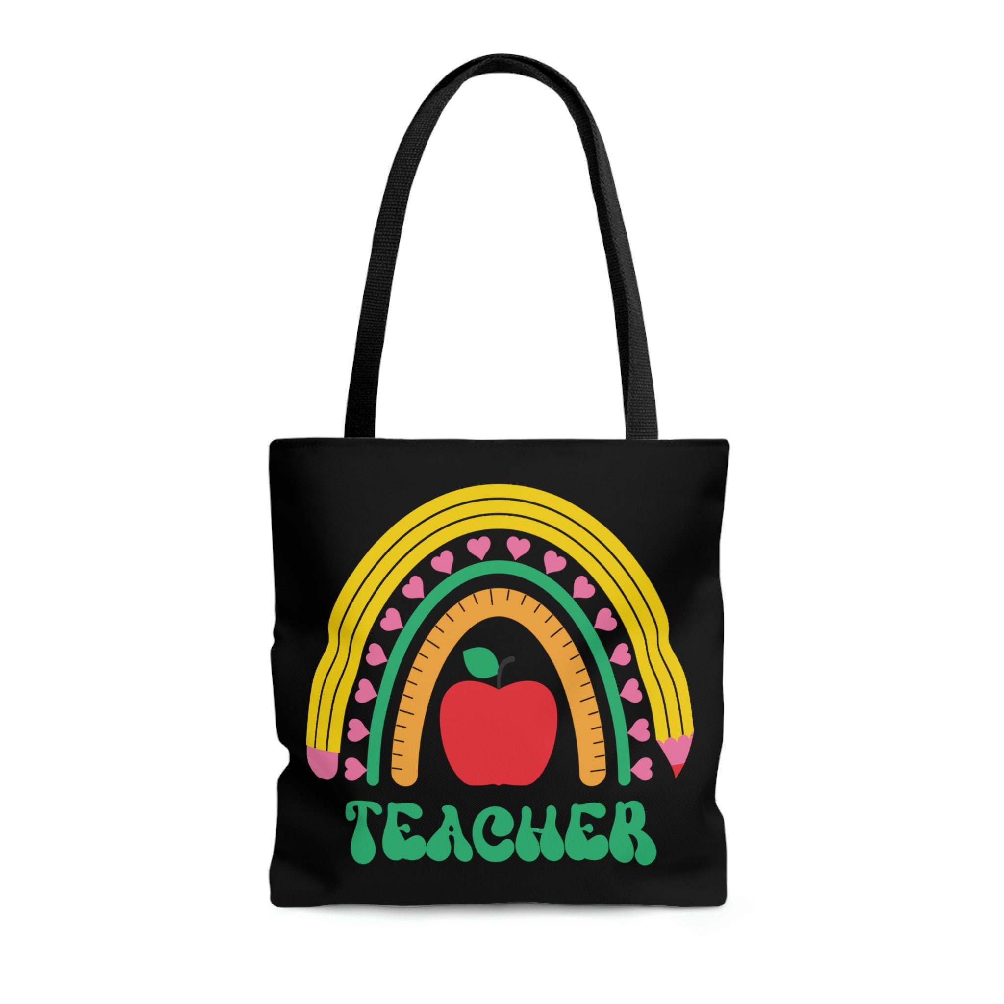 Apple Teacher Tote Bag Teacher Gift Boho Rainbow Design - Etsy
