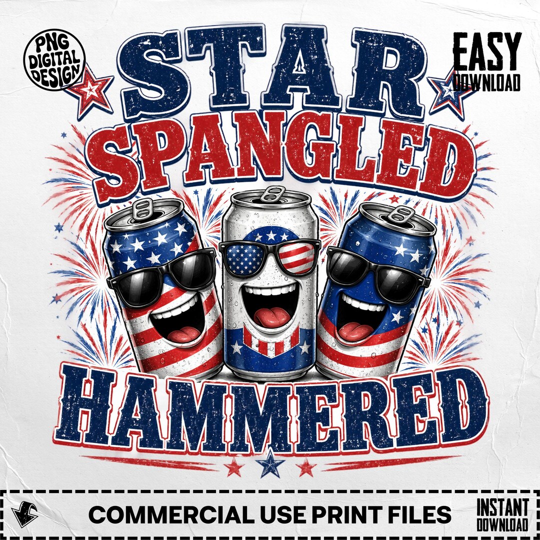 Star Spangled Hammered Beer Cans PNG (digital Download) - Etsy UK