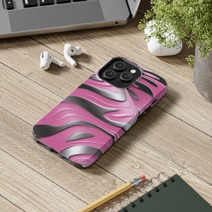 Fantasy Pink and Silver Zebra Print design Tough Phone Case compatible with a large variety of iPhone models, Phone Case, Birthday Gift